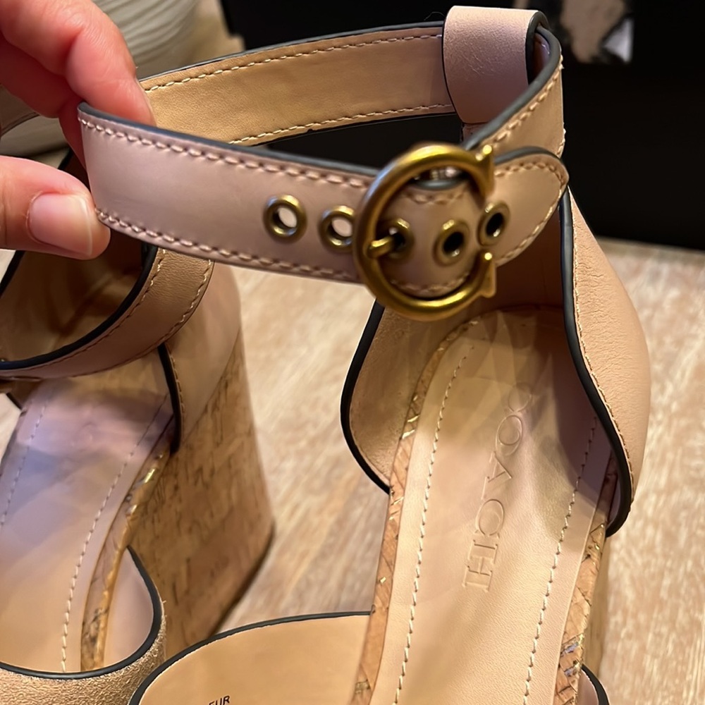 Coach Leather Isla Metallic Wedge Sandal Size 9.5 - Picture 4 of 10